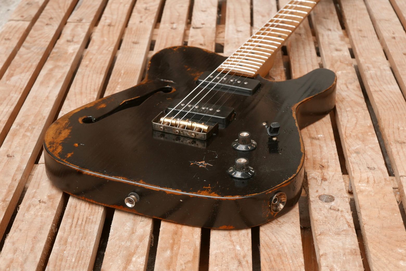 telecaster chitarra body nero relic