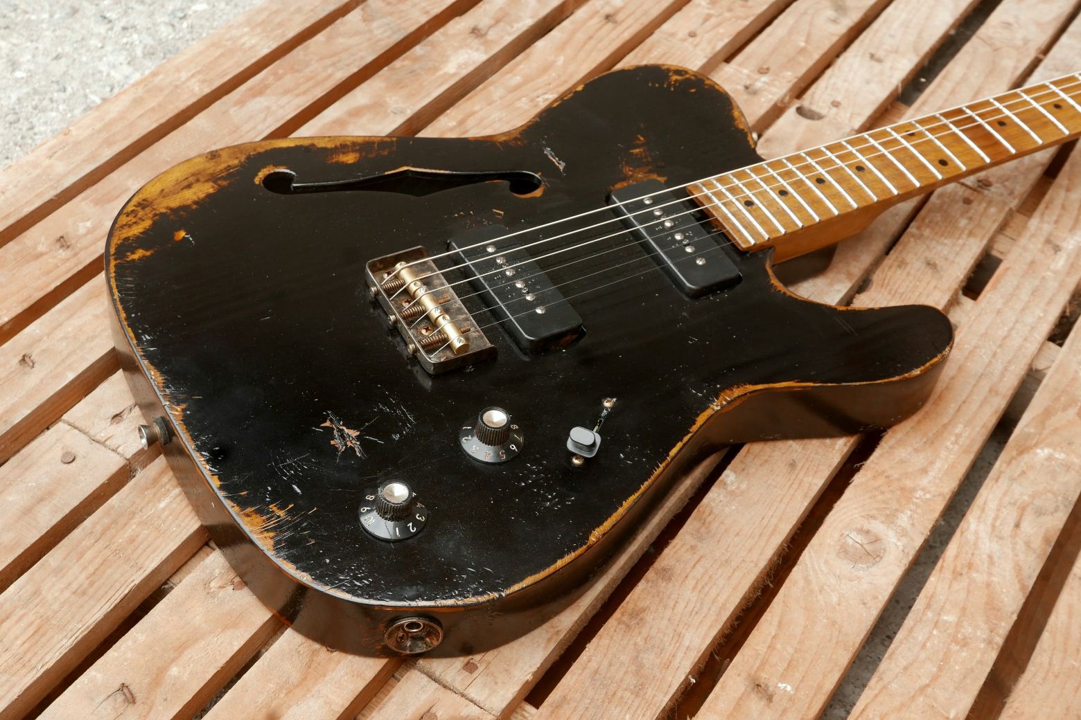 telecaster chitarra body nero relic thinline