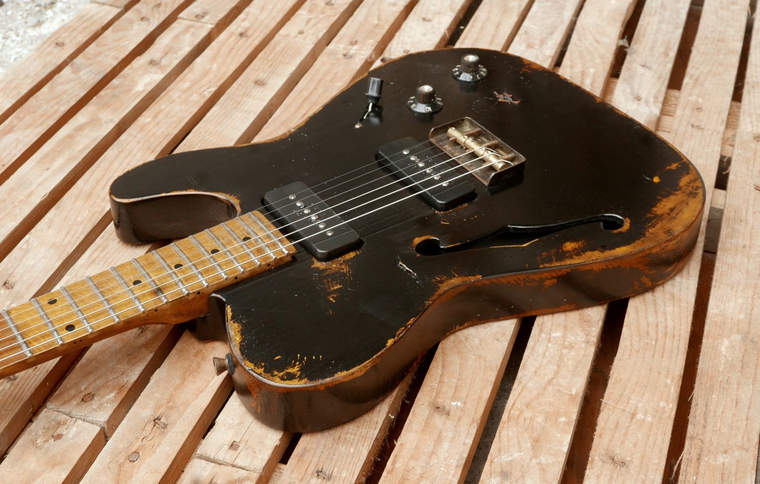 telecaster chitarra body nero relic effe