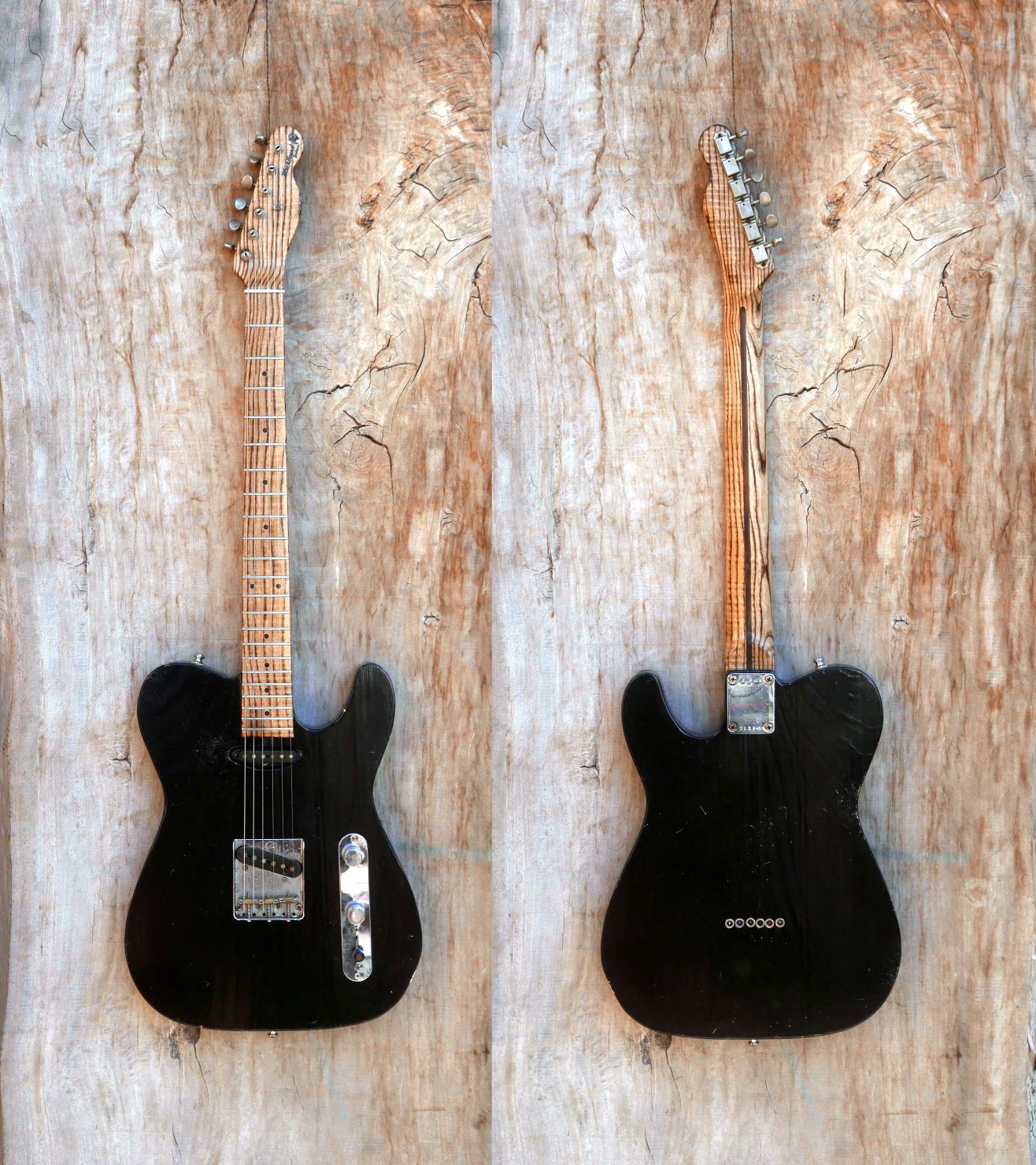 chitarra telecaster nera fronte retro