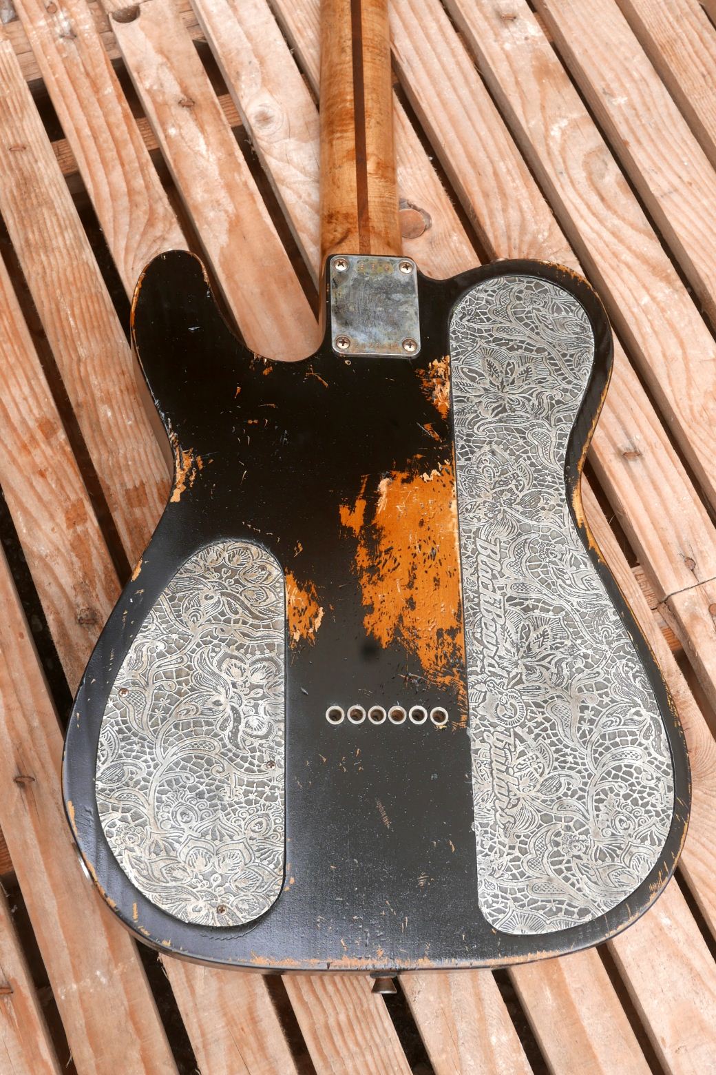 chitarra telecaster nera retro