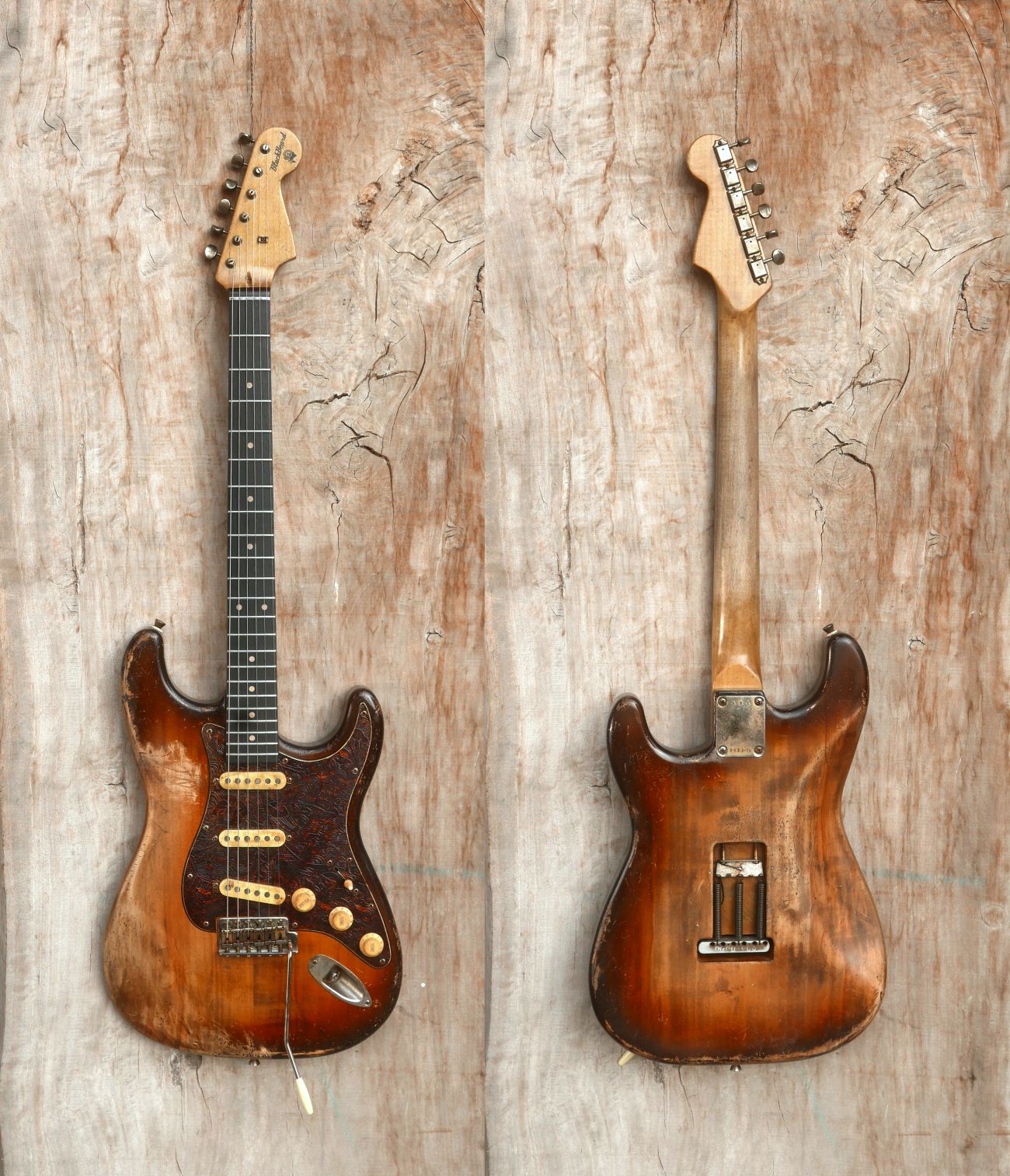 stratocaster guitar sunburst front rear