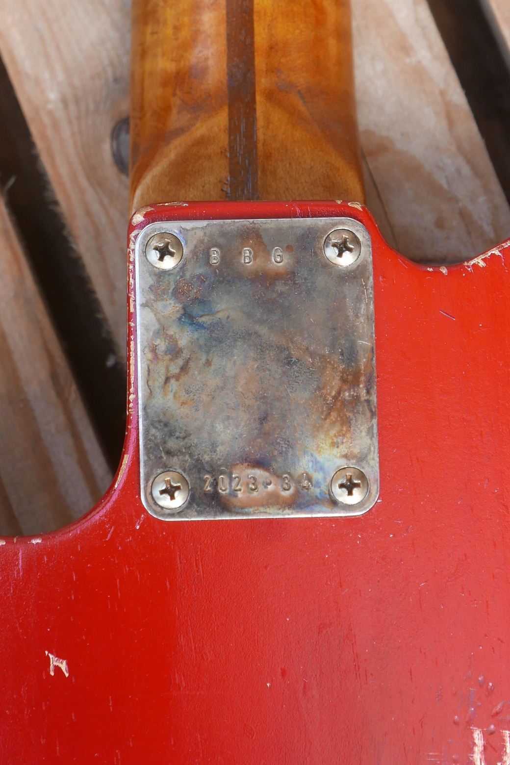 red telecaster guitar serial number neckplate